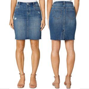 Gia Pull-On Pencil Skirt with Raw Hem